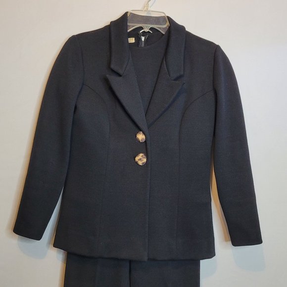 Vintage Zephyr Wool Suit Womens 3 Pieces Black Small Vtg Size 8 Hong Kong - Picture 2 of 14